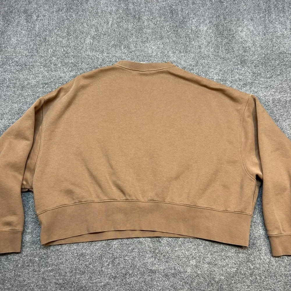 Nike Sweatshirt Womens Large Brown Oversized Cropped Crew Neck Swoosh Pullover